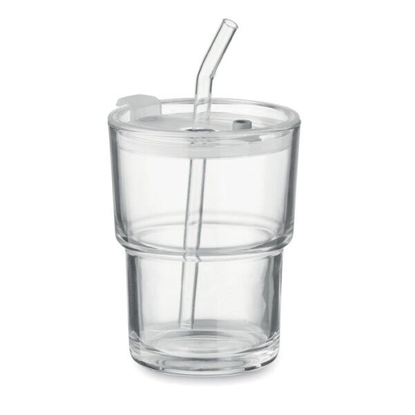 Sip - Glasbecher mit Trinkhalm 400ml